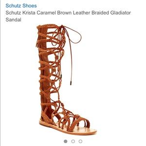 Schutz Brown Leather Braided Gladiator Sandal